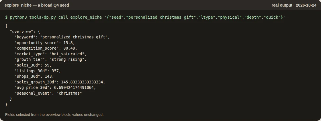 explore_niche output for personalized christmas gift